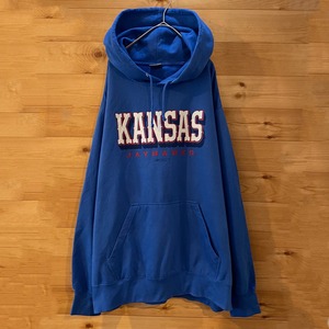 【MVSPORT】カレッジ カンザス大学 KANSAS JAYHAWKS バスケットボール ロゴ プリント スウェット パーカー XL ビッグサイズ US古着