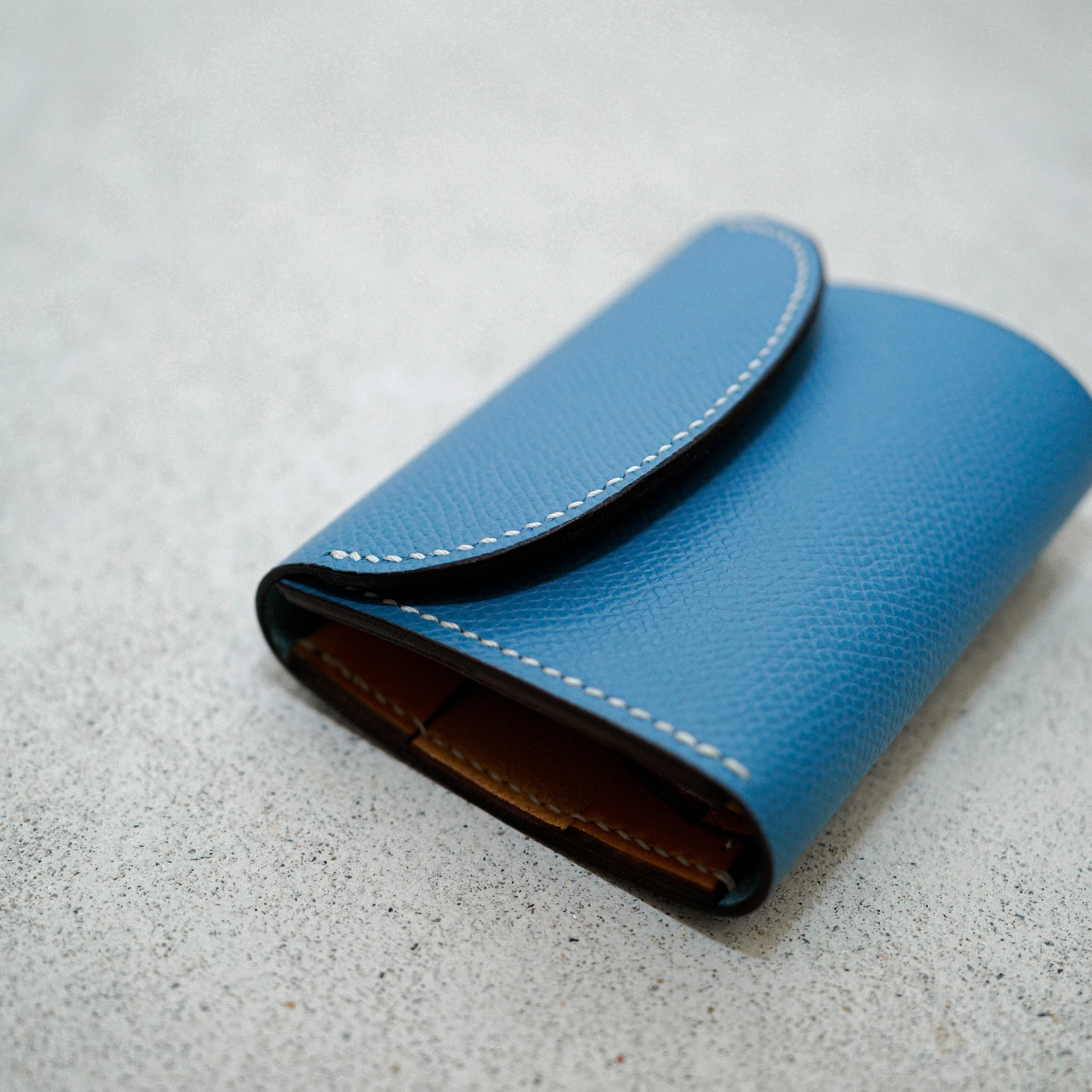 flap mini wallet [ turquoise blue ] | STOCK LEATHER & GOODS