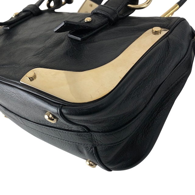 Yves Saint Laurent イヴ・サンローラン トートバッグ ブラック レザー 金具 vintage ヴィンテージ オールド 3tiyps