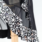 社交ダンス 衣装 ラテン ドレス ワンピース 黒 無地 レース デモ 競技 ダンス パーティ 発表会 ブラック系 シルバー系 透け感 おしゃれ シンプル フォーマル ステージ 衣装 競技用 発表会用 レディース 上品 フェミニン