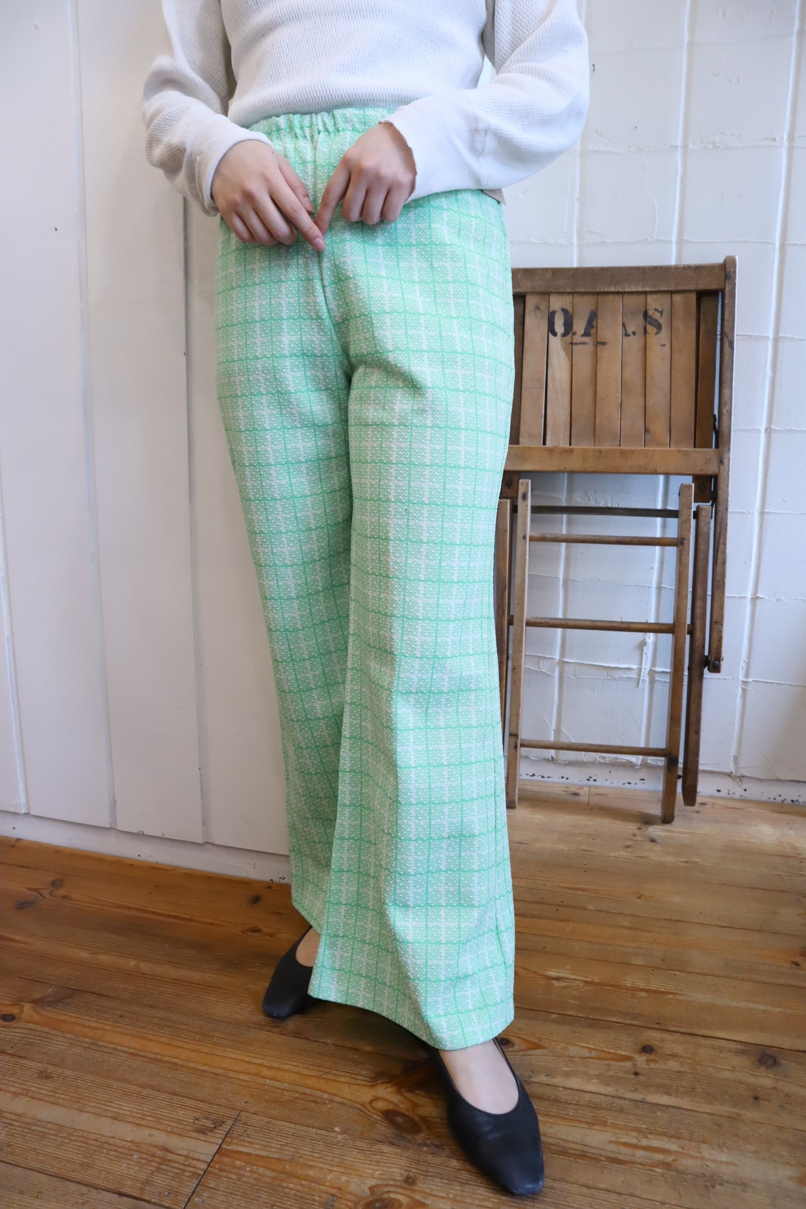50s-60s navyblue lining flannel denim ranch pants [l-5252