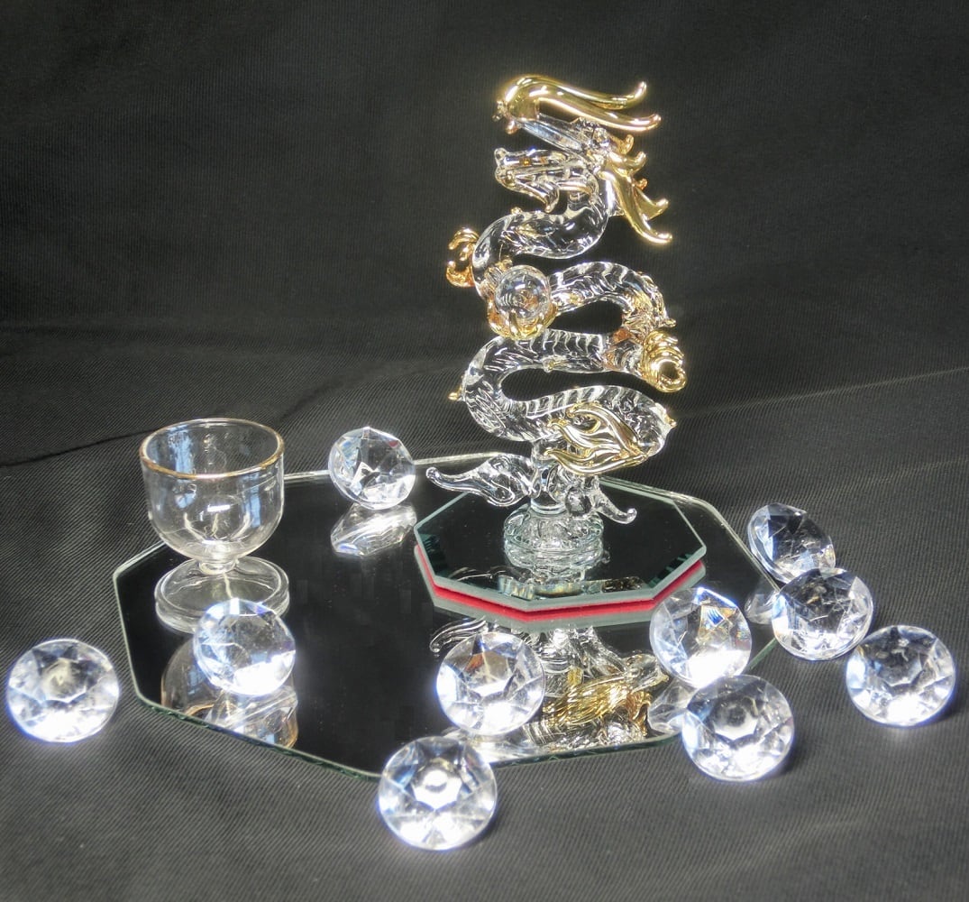 水晶 昇り龍の置物 龍置物◇金龍上山◇高さ約50cm昇り