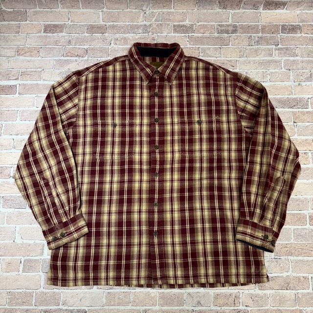 1990s~ ST.JHON'S BAY FLANNEL CHECK SHIRT BURGUNDY