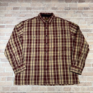 1990s~ ST.JHON'S BAY FLANNEL CHECK SHIRT BURGUNDY