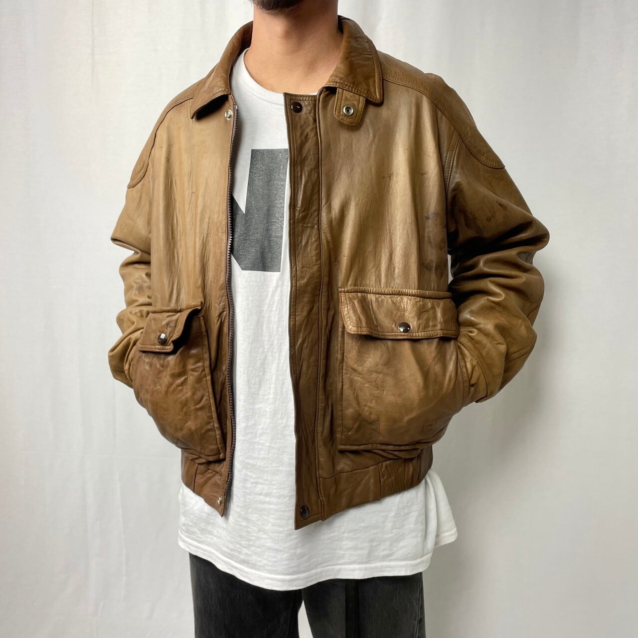80年代 LONDON FOG ロンドンフォグ レザーブルゾン スポーツジャケット 