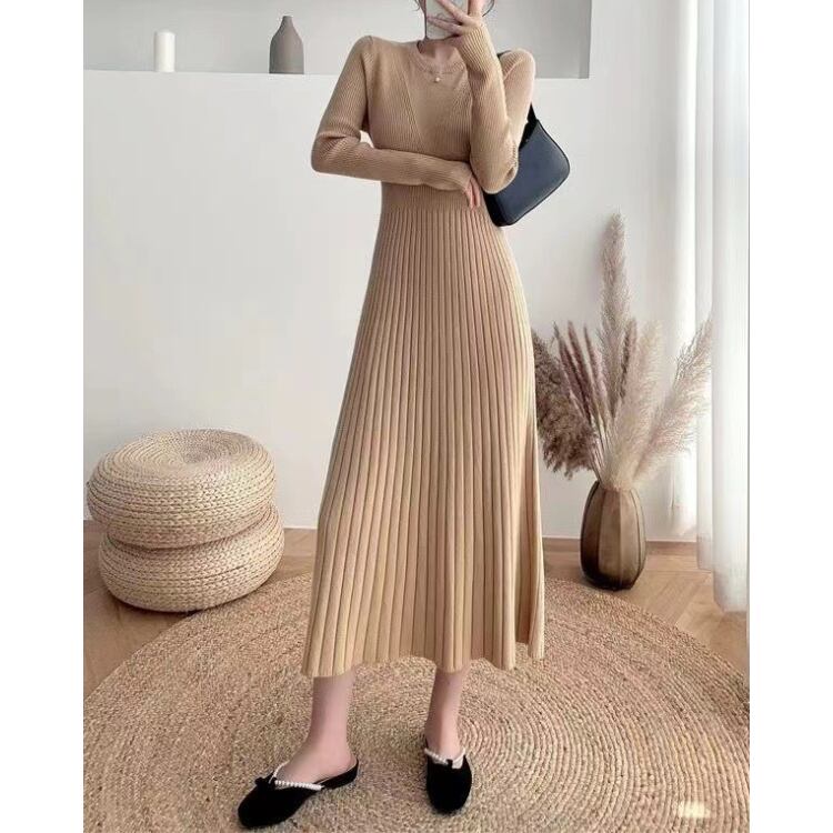 リブ編み ミモレ丈 ワンピース ◆5col YH9856