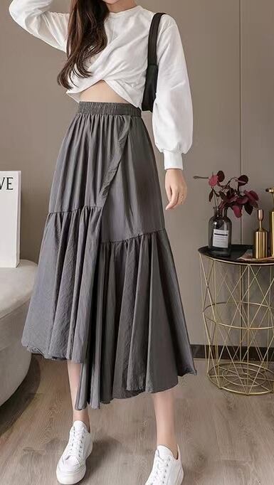 切り替えフリルスカート　AJ1365-9901