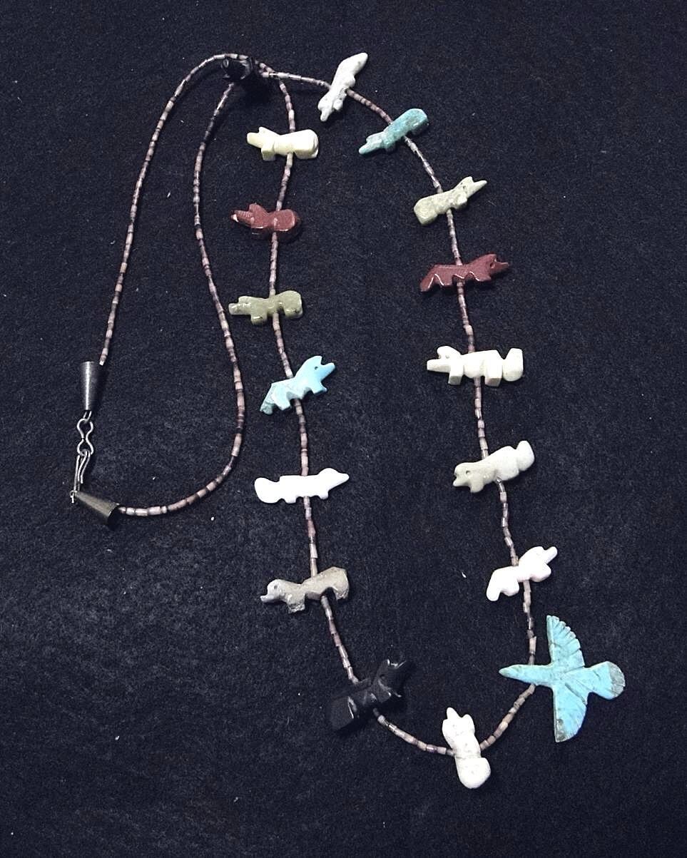 90's ビンテージ ズニ族 マルチカラー Zuni フェティッシュネックレス