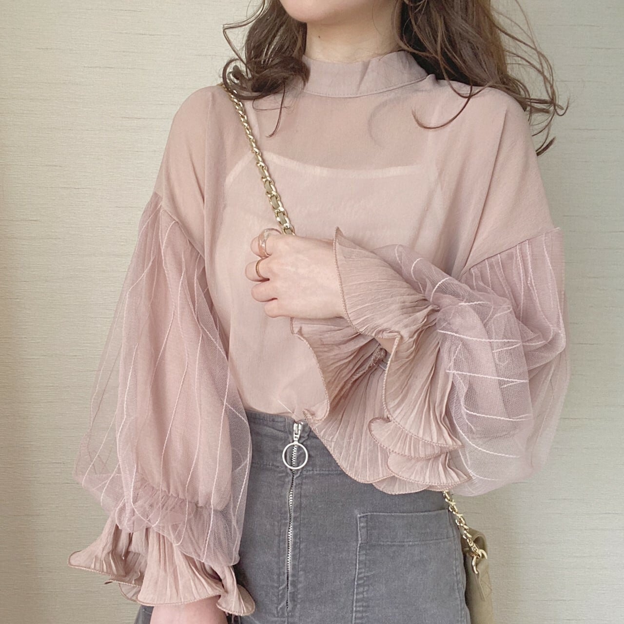 tulle sleeve tops [A-5]