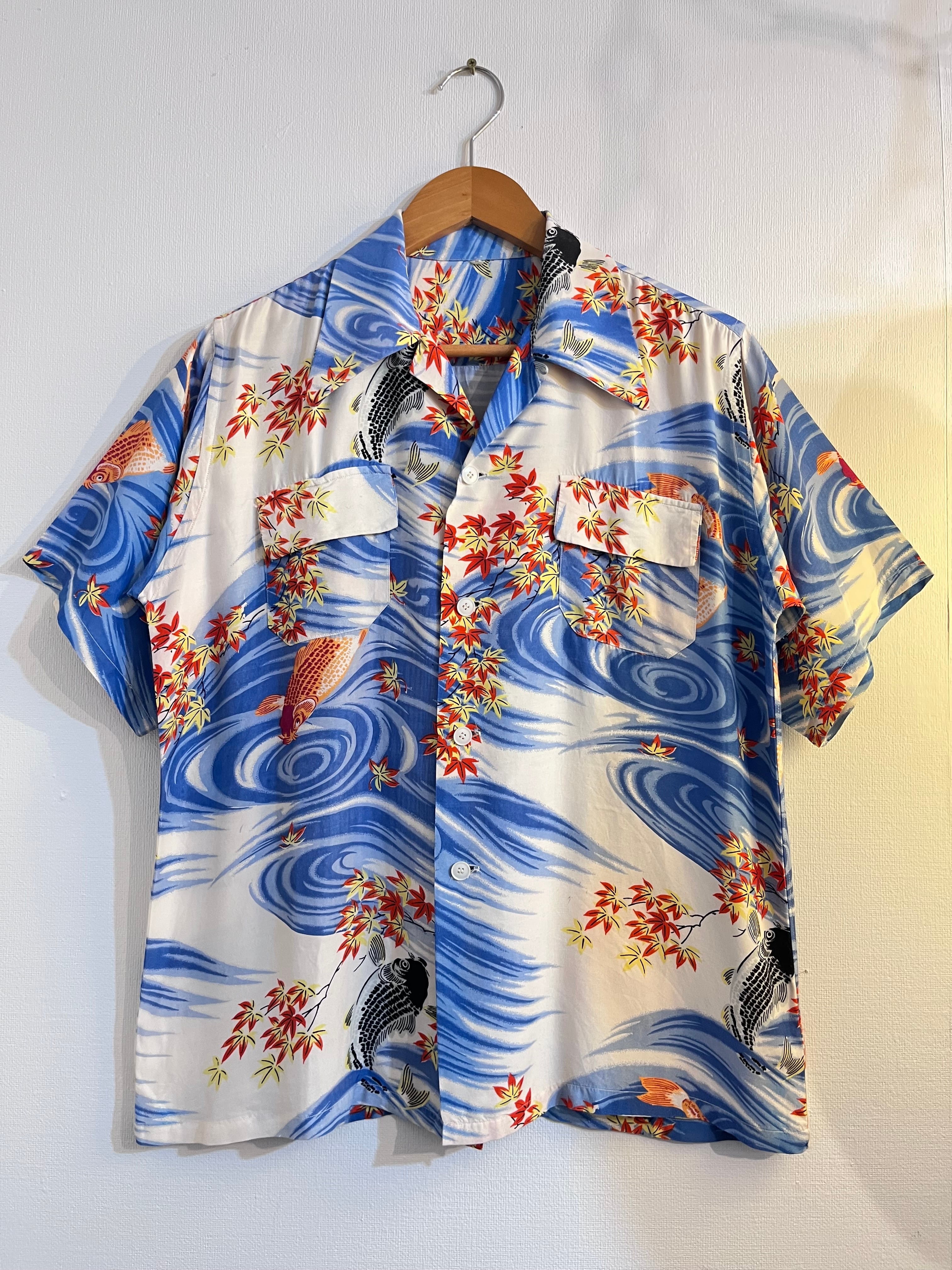50s Marlboro Embroidered Rayon Open Collar Shirt 50年代 マルボロ