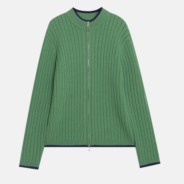 ribbed zip-up cardigan J00150