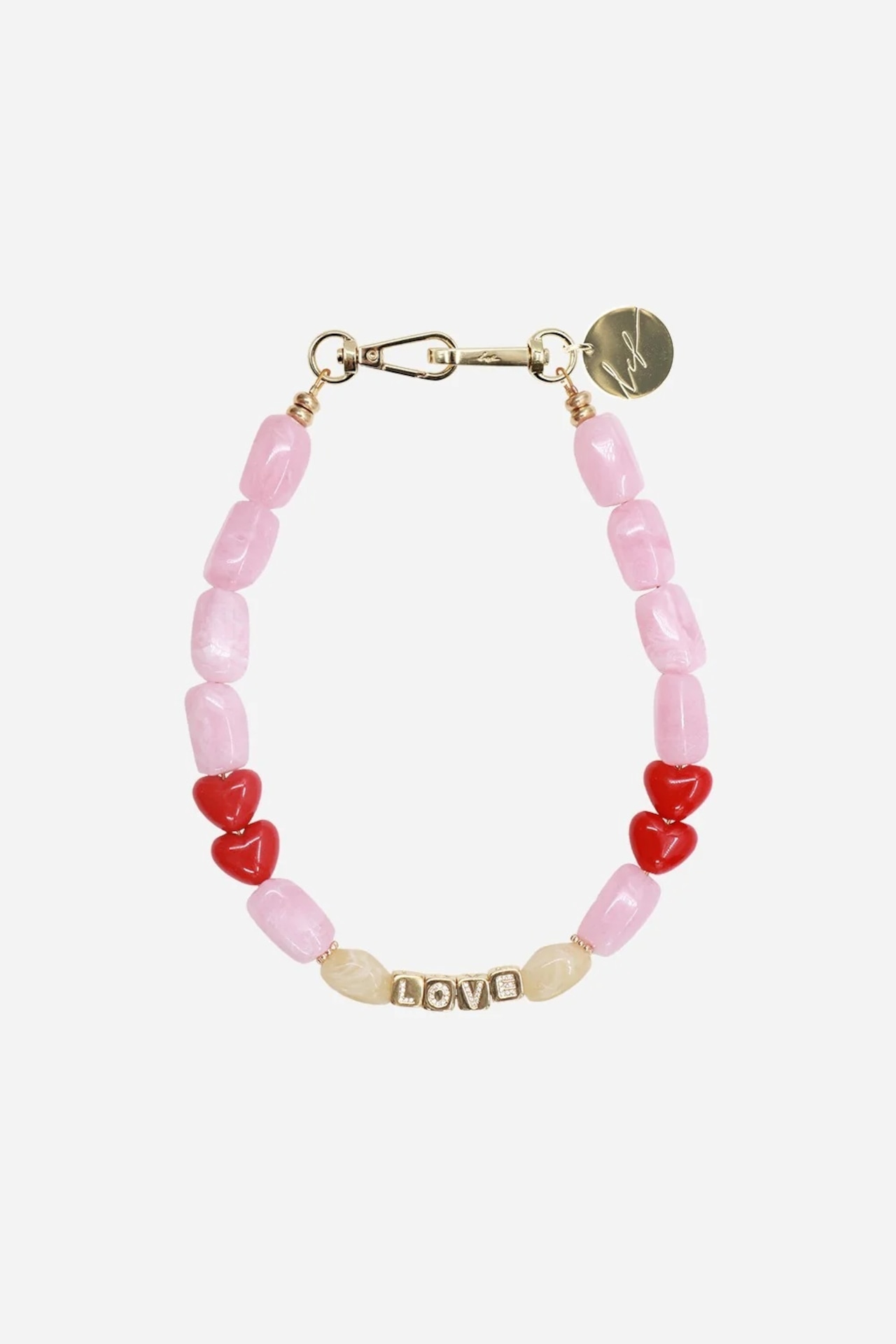 【 DIVYA ROUGE LOVE ディブヤ・ルージュ・ラブ】40cm ラコックフランセーズ フランス製 ハンドメイド スマホストラップ ネックレス La Coque Francaise