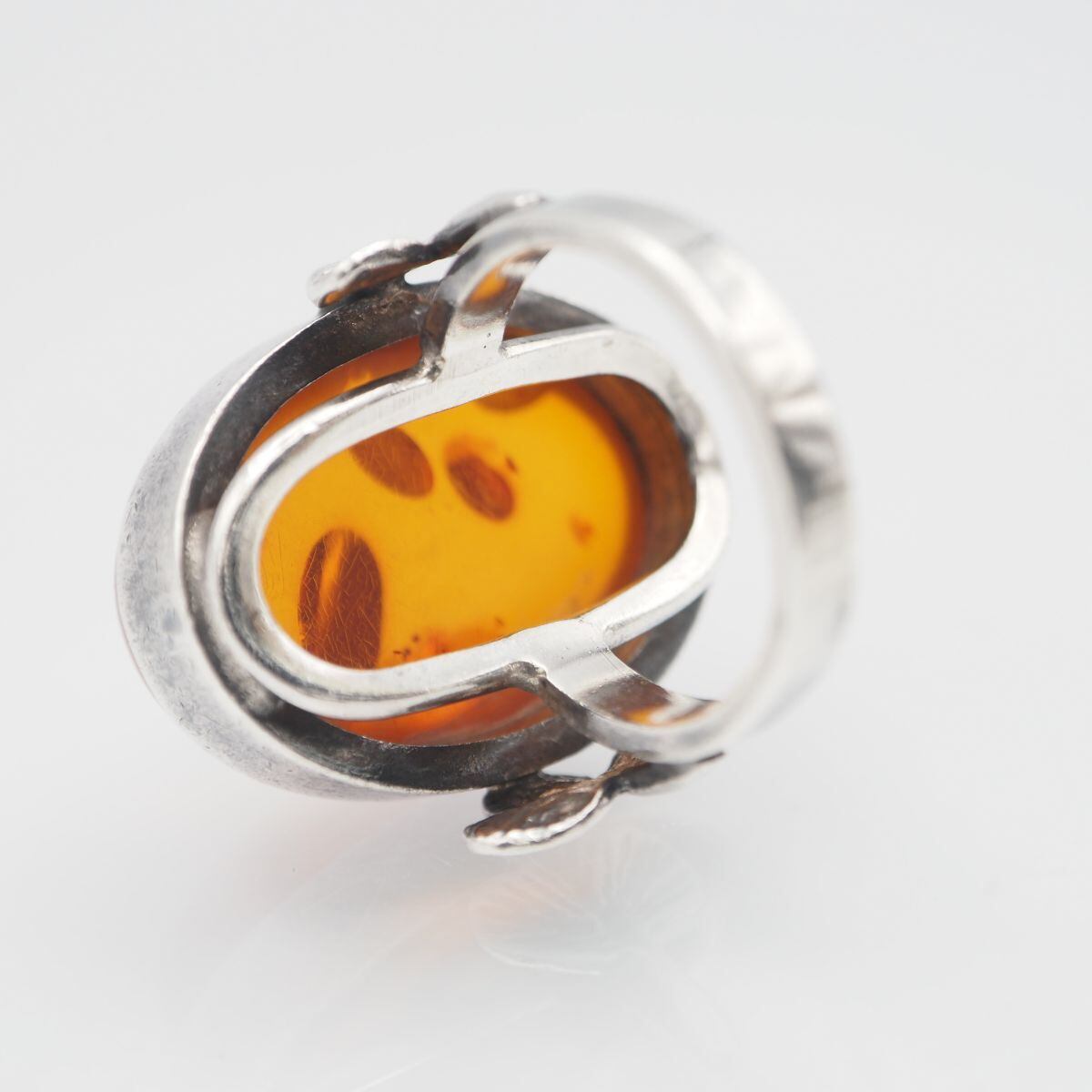 J81　琥珀　リング指輪　925刻印有り　3点 J183 琥珀 コハク 925刻印 リング リーフ デザイン シルバー