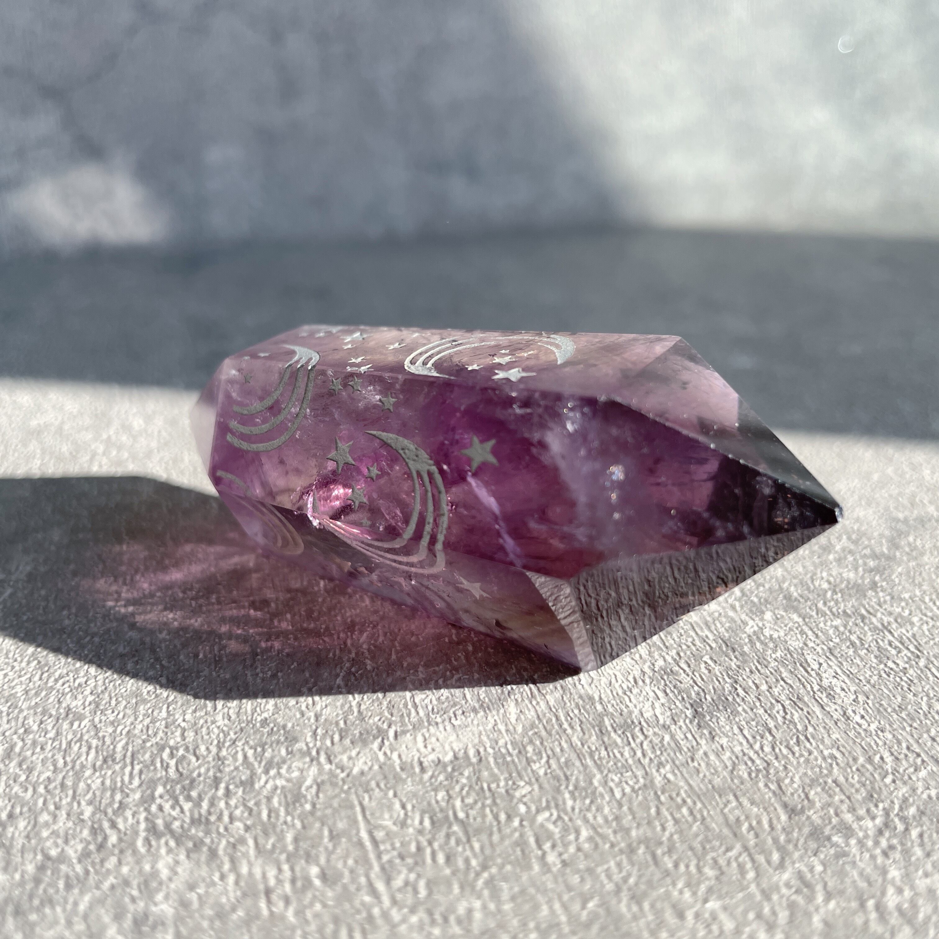 月と星の刻印アメジスト13☽Engraved Amethyst☆天然石・鉱石