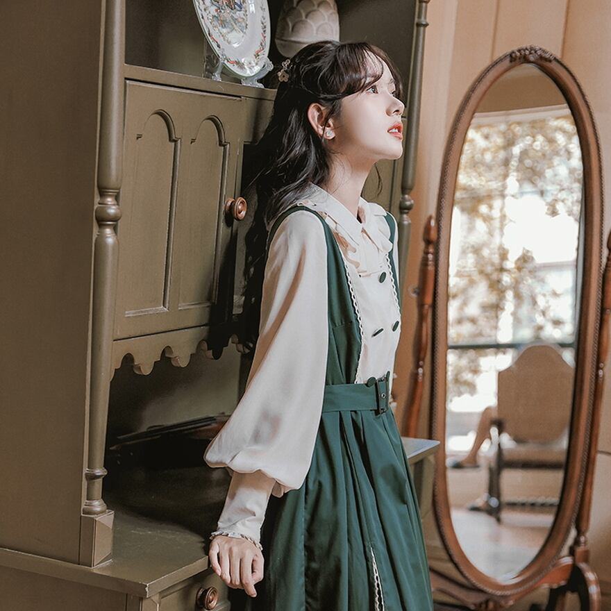 SEASONZ ロリータ クラロリ フェイクツーピース プリーツロング丈