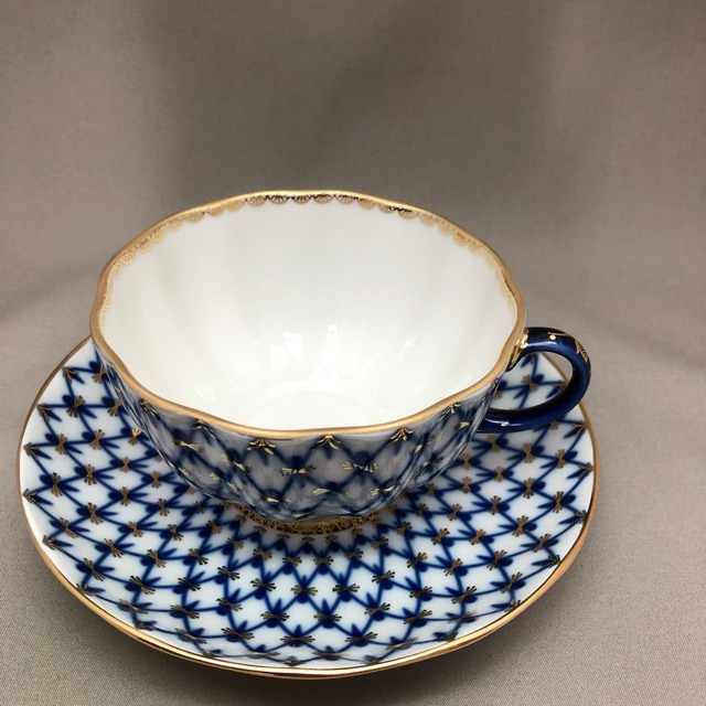 新品 Imperial Porcelain コバルトネット ティーカップ＆ソーサー 