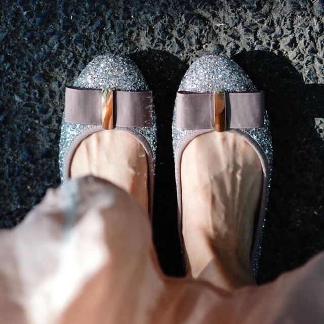 Glitter ribbon pumps　M1328