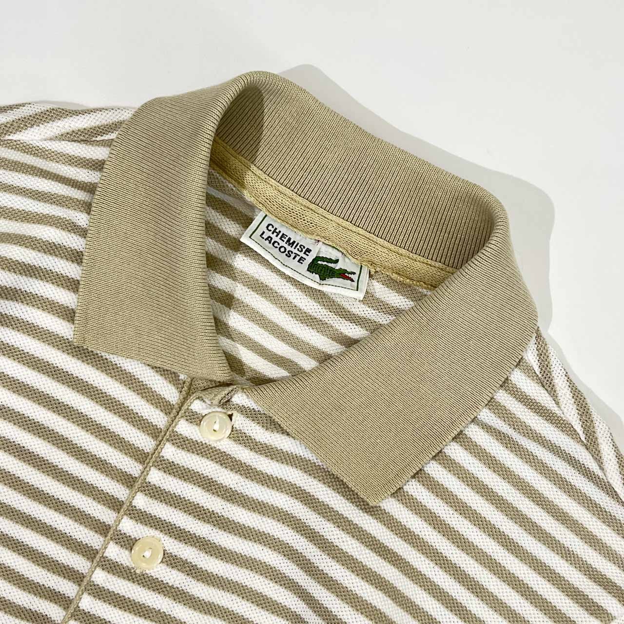 70s 80s CHEMISE LACOSTE シュミーズ ラコステ ボーダー 鹿の子 半袖 ポロシャツ/メンズ ビンテージ