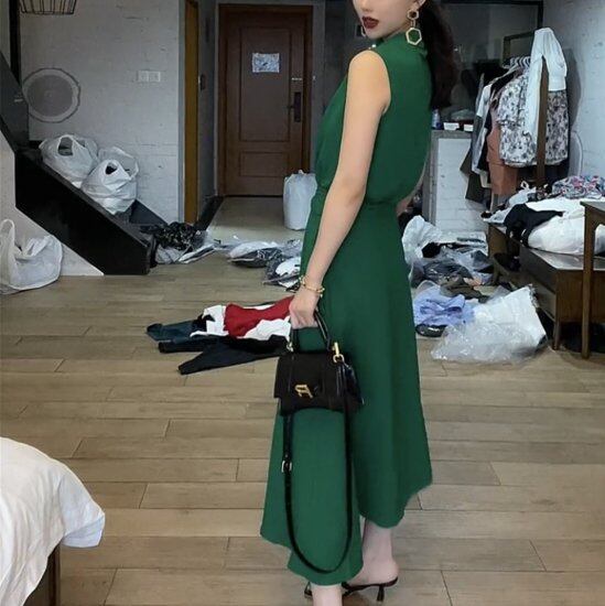 ロングワンピース レディース ノースリーブ パーティースタイル ドレス