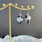 【ホリデーボックス】小さなつぶつぶサークルピアスorイヤリング&ネックレス　サージカルステンレス　スノーネイビー