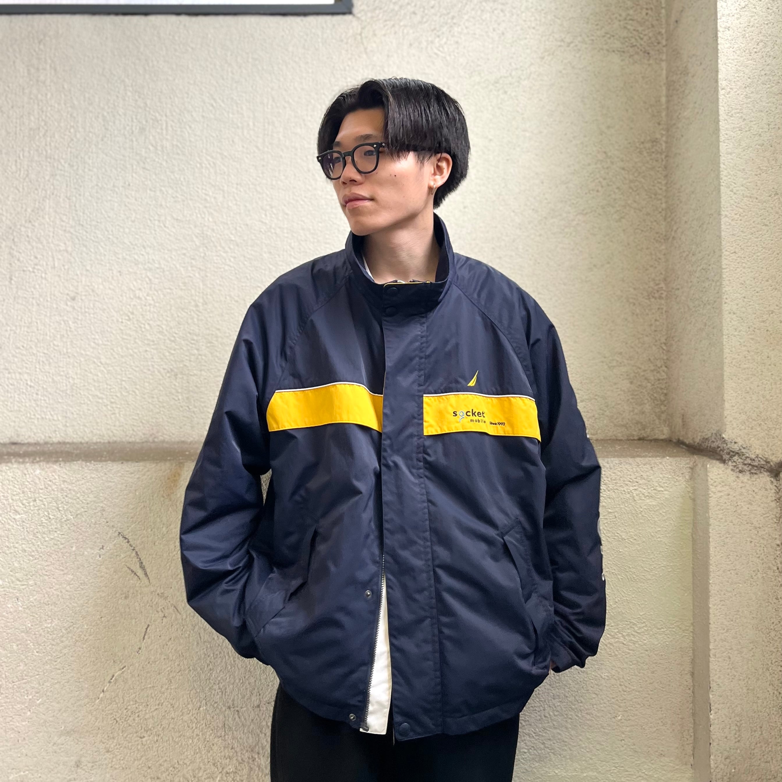 size:XXL【Nautica】ノーティカ セーリング ジャケット 企業ロゴ 紺 黄