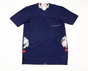 19SS  コットンインディゴメッシュVネックＴシャツ / Cotton indigo mesh V neck T-shirts