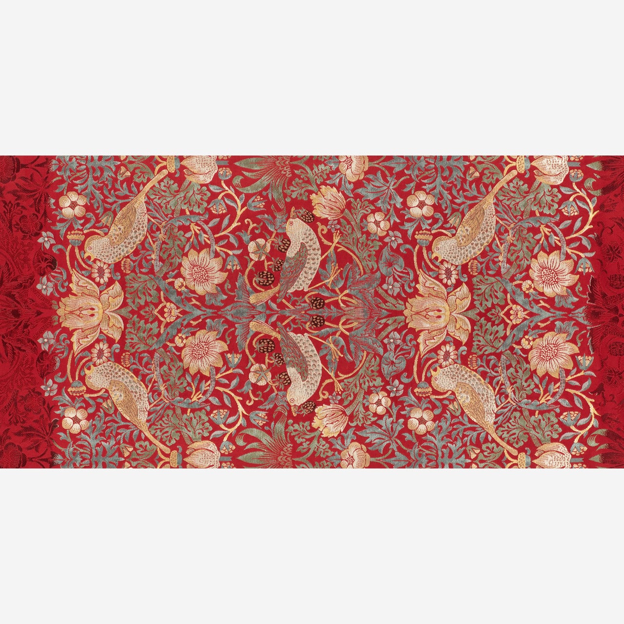 なごや帯 いちご泥棒 (濃赤)： MORRIS（ウィリアムモリス） | 川島織物  