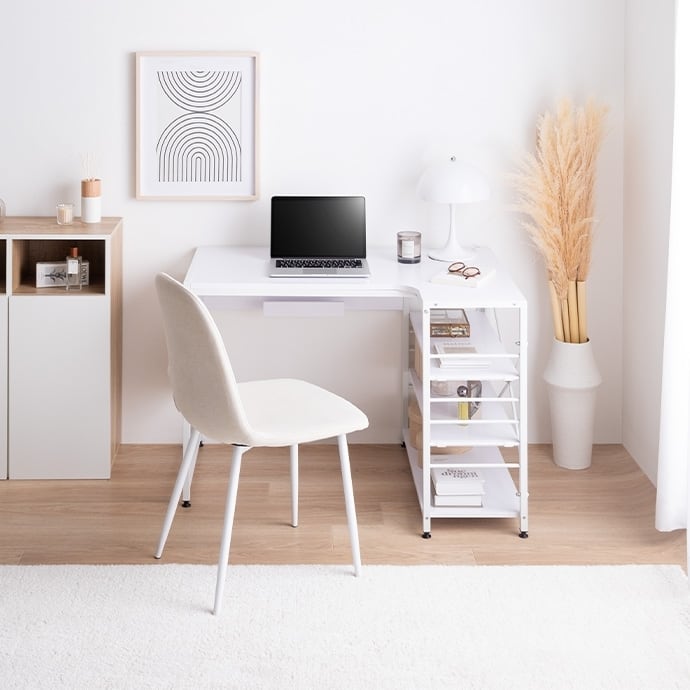 幅100cm】作業スペースと収納を1台で叶える L字デスク | Voila