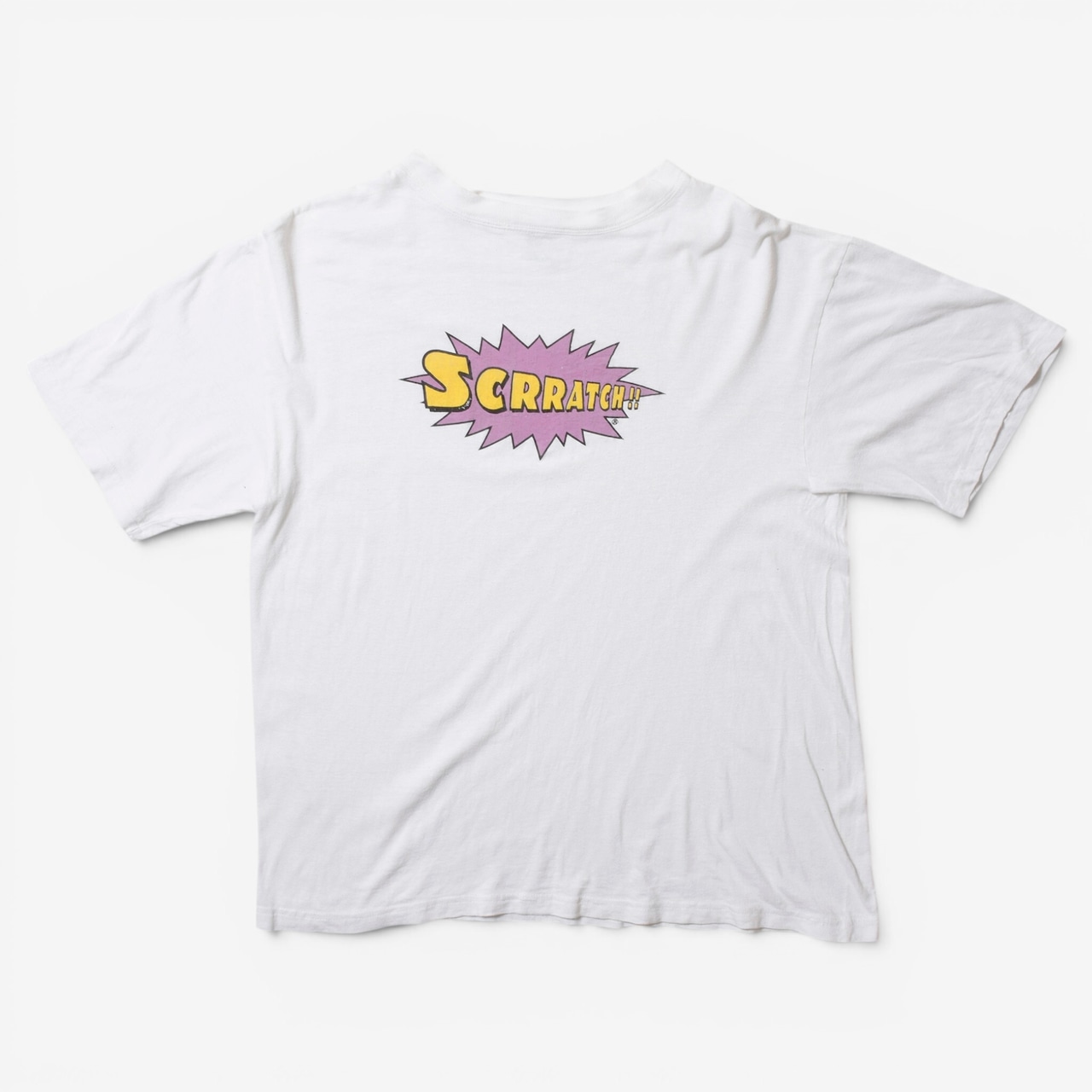 90s Hanes USA製 "SCRRATCH!!" プリントTシャツ ホワイト