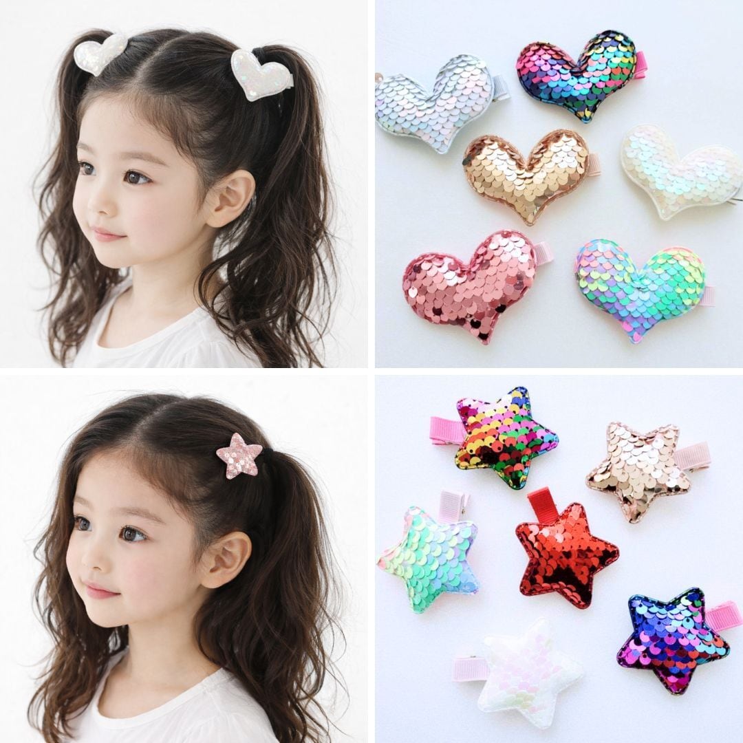 ヘアクリップ ヘアピン スパンコール ハート 星 可愛い キラキラ