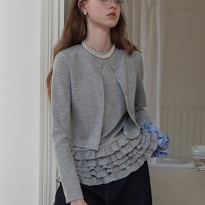 Grey Faux Layered Peplum Top F0471