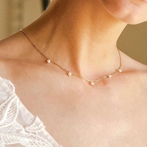 5-Mini pearl Drop Necklace / 金属アレルギー対応