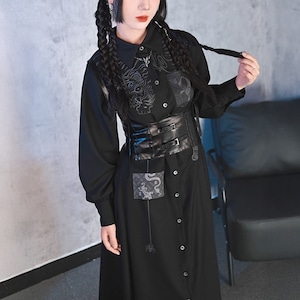 ◆【RECOMMEND】五毒パッチサイドポケットレギュラーカラーシャツワンピース(ruf_02504)