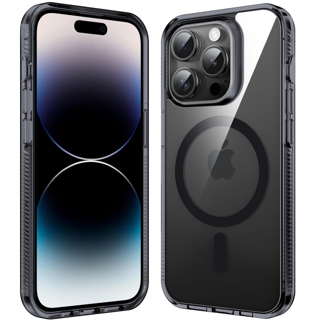 Supdeal iPhone 14 Pro 用 ケース MagSafe対応 透明な電話 黄変防止 耐衝撃 6.1 インチ (ブラック)