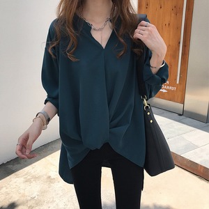 【送料無料】 スキッパーシャツ 長袖 シフォンブラウス シフォンシャツ トップス ドロップショルダー ゆるシルエット ビッグシルエット 裾タック テールカット きれいめ カジュアル おしゃれ 大人 抜け感 デイリー ホワイト グリーン ネイビー 大きいサイズ M～4XL 通勤 通学 女子会 デート 春 秋 TP-033HM