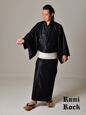 【受注商品】Rumi Rockきもの「バーズアイ」ブラック 　[A148]