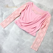 社交ダンス 衣装 スタンダード トップス レッスンウェア レディース ラインストーン ピンク系 花柄 レース 長袖 練習着 フェミニン かわいい 春色 パーティー フォーマル 薄手 伸縮性 おしゃれ トレーニング 体型カバー 華やか 上品 スイングダンス 発表会 お手入れ簡単 スタイルアップ