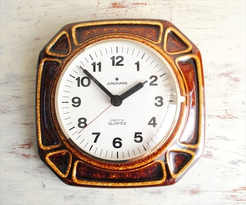 ドイツ製 Junghans 陶器フレーム 壁時計 電池式 ユンハンス 壁掛け時計 セラミック キッチンクロック アンティーク ig2260