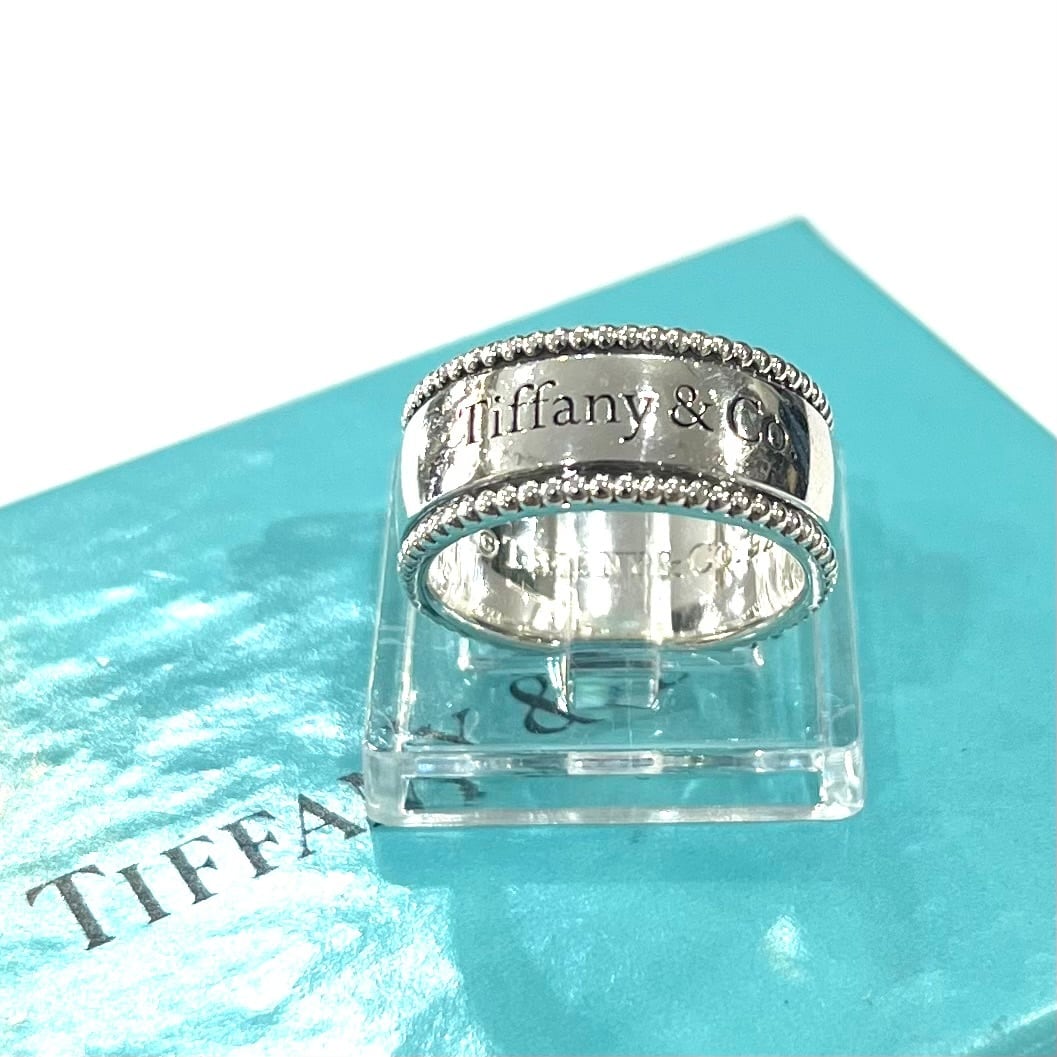 TIFFANY&CO】【8号】2637 T&CO. ミルグレイン エッジ リング SV925