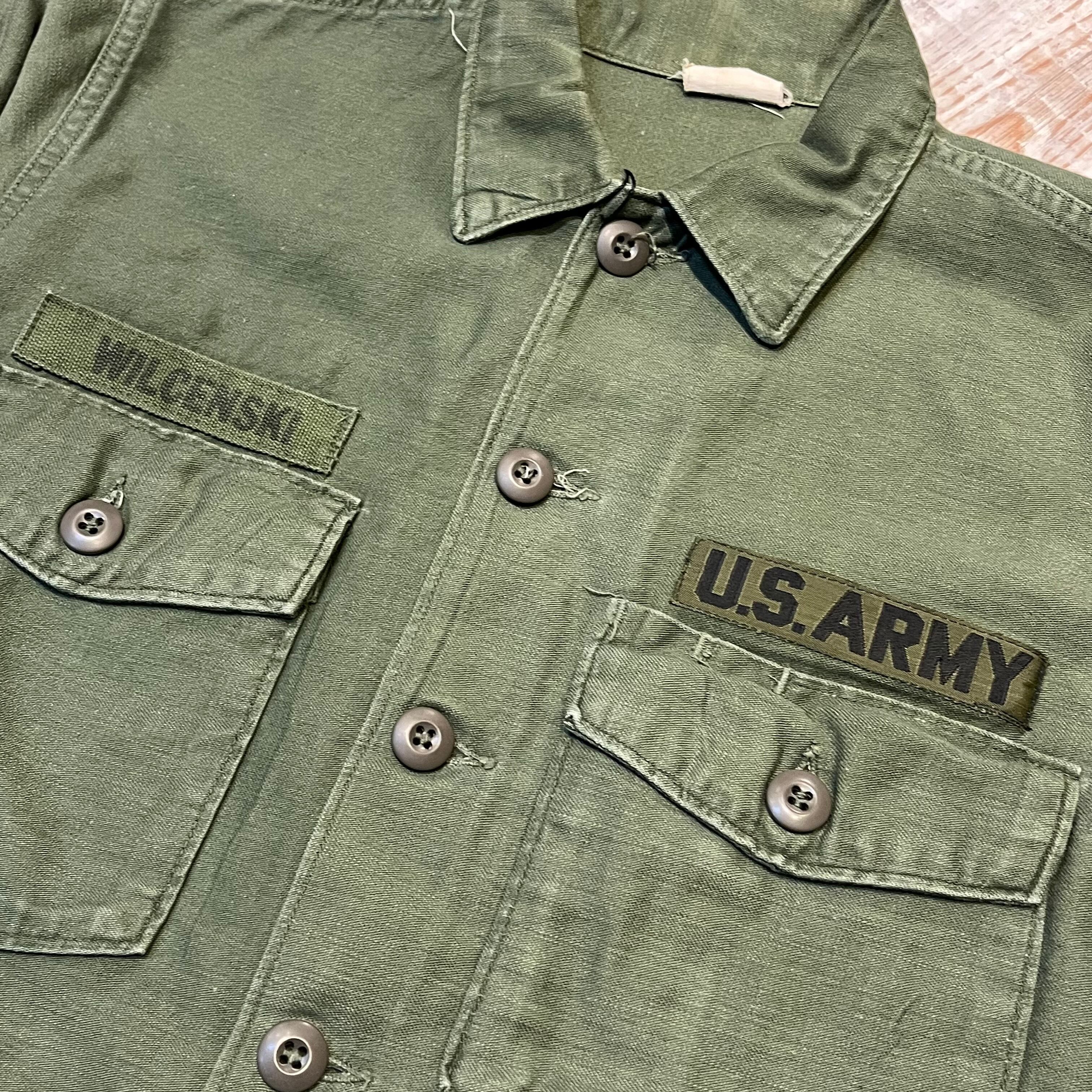 60年代~ “15?×33” U.S.ARMY コットンサテン ユーティリティシャツ 3rd