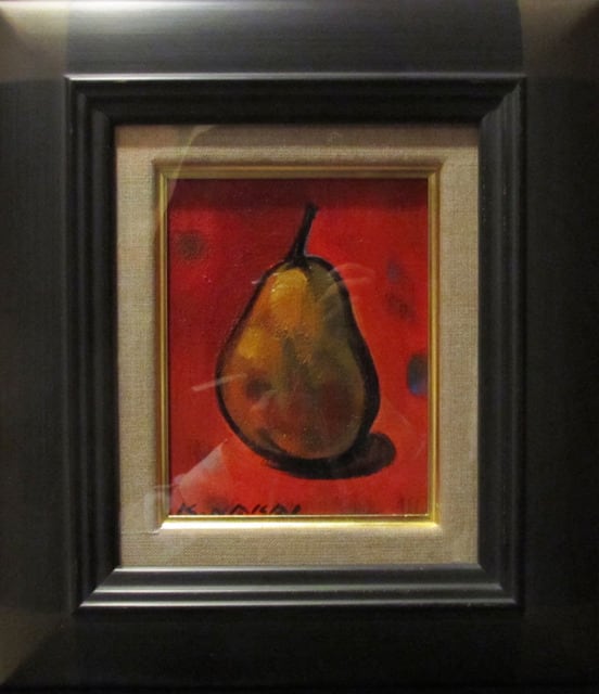 中井一男油絵作品「洋梨ひとつ」 | 「シナモン」小さなハープと絵画の販売