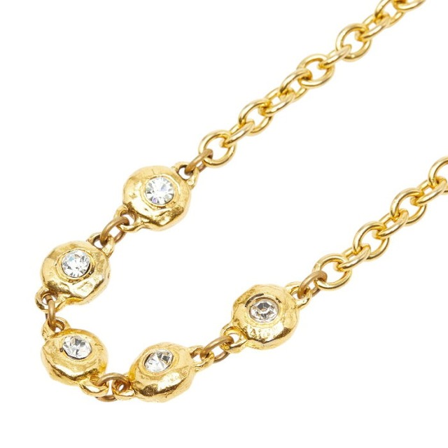 シャネル チェーン ロング ネックレス ゴールド メッキ ラインストーン レディース CHANEL 【中古】