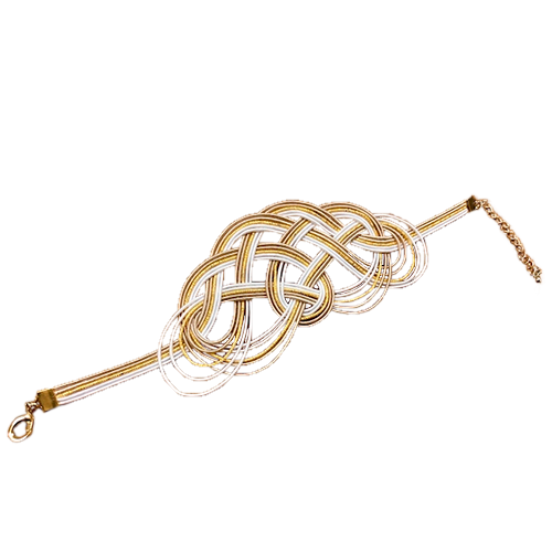 松結び ブレスレット 白黄金