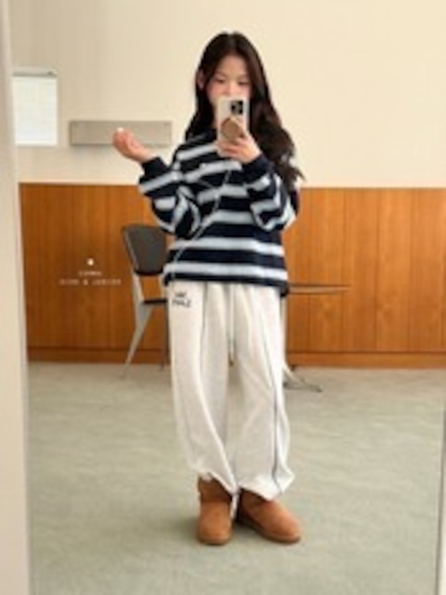 【予約】 comma ネイビーボーダーカラーT 26autumn 韓国ブランド　キッズ　女の子　小学生　コンマ　韓国子供服　トレンド