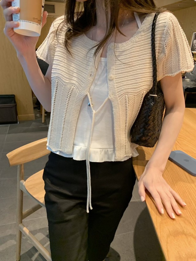 (予約) mellounge  / Mist half cardigan 2color