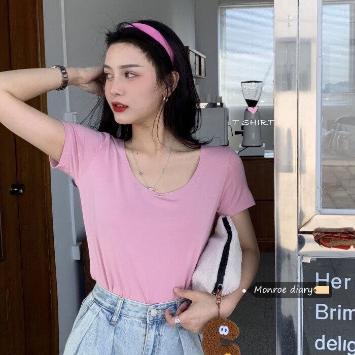 レッドトップス ソリッド カラーTシャツ シャツ サマー 夏物 ソリッドカラー モンロー58996468482