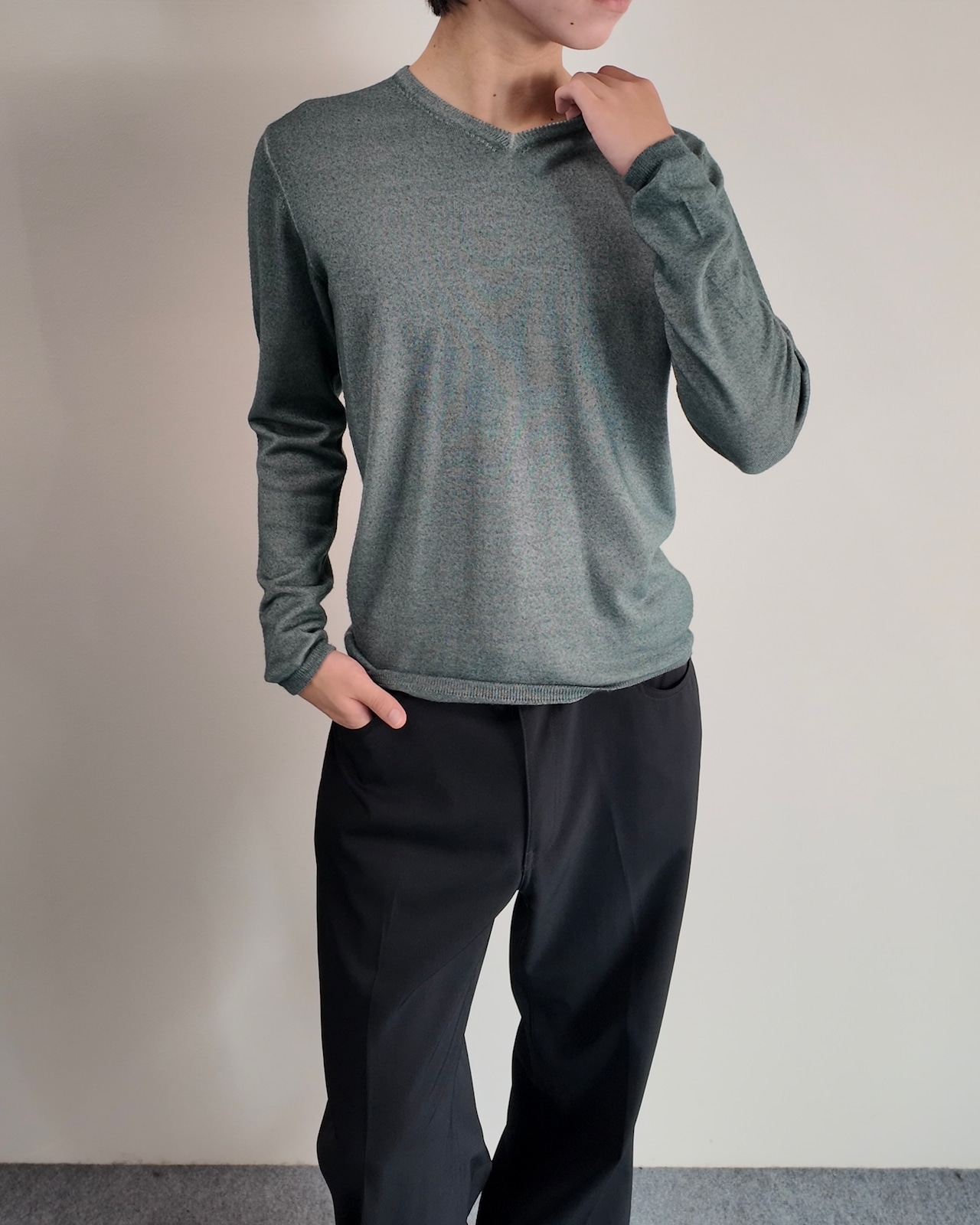 【Costanza di Spirito】light blue v-neck knit