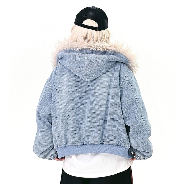 ボリュームフードジップオーバーブルゾン R01309