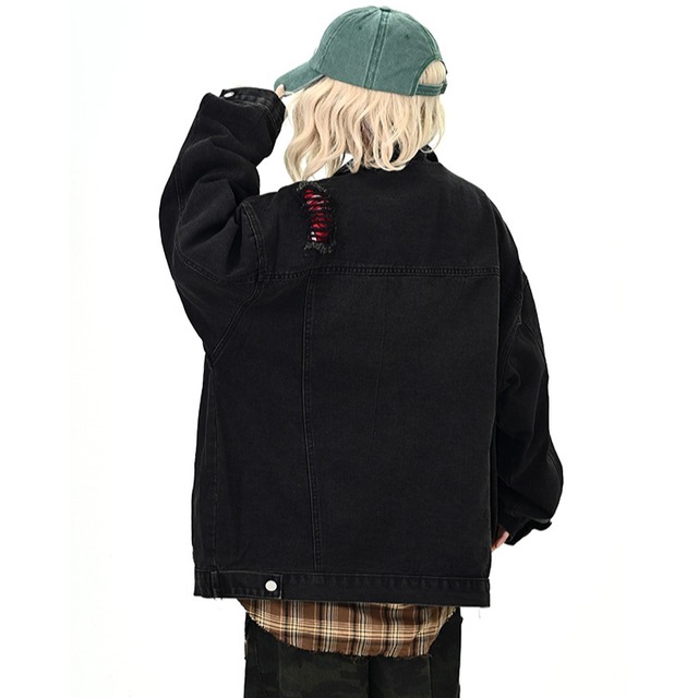 distressed washed denim jacket　ダメージウォッシュドデニムジャケット　J1338