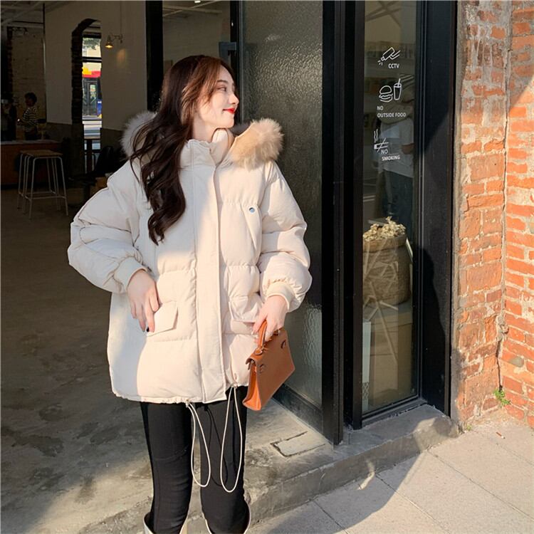 通勤する韓国版 ラージラペル 厚みのある コットン ゆったりする レース デザインセンス 気高い腰を括る